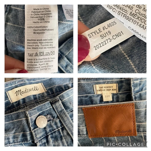 Madewell The Tall Perfect Vintage Jean: Pinstripe Edition Size 25T Style L4625 - Picture 3 of 8